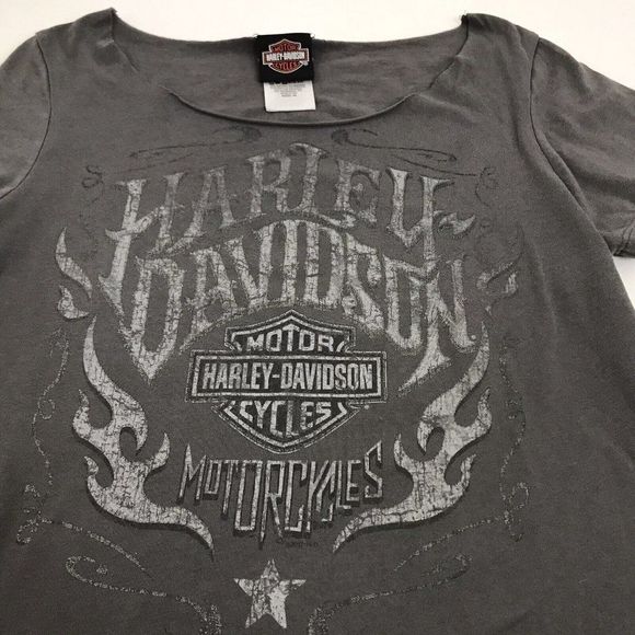 HARLEY-DAVIDSON  Women's Gray Tee Shirt Top size Medium Vacaville California - Picture 4 of 6